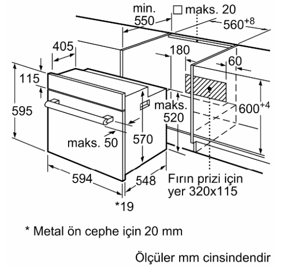 iQ300 Buhar Destekli Ankastre Fırın 60 x 60 cm Beyaz, HI133FEW3T