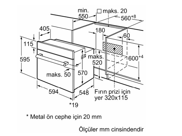 iQ300 Ankastre Fırın 60 x 60 cm, HB234FEH2T