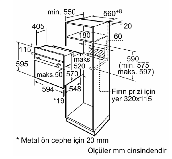 iQ300 Ankastre Fırın 60 x 60 cm Inox, HB514FBR1T