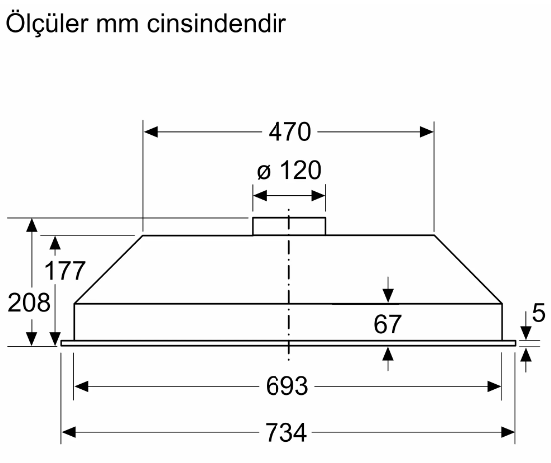 iQ100 Gömme Aspiratör Antrasit, LB73NAA30