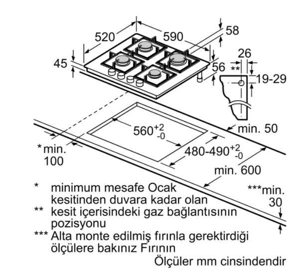 iQ300 Gazlı Ocak 60 cm Sert cam, Beyaz - EN6B2NP40O