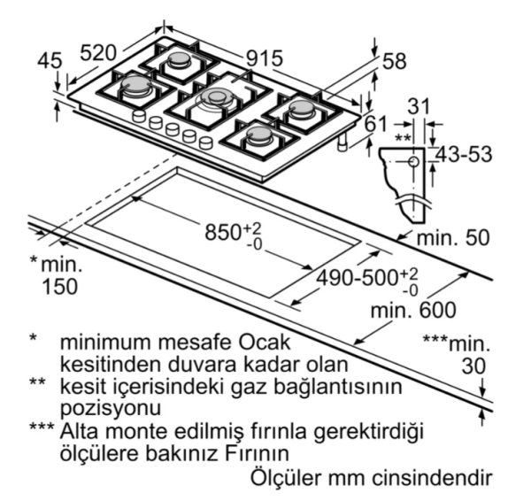 iQ500 Gazlı Ocak 90 cm Sert cam, Siyah - EP9A6QI40