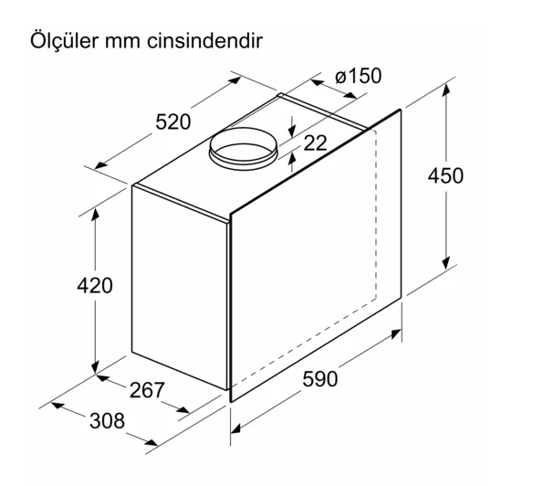iQ300 Duvar Tipi Davlumbaz 60 cm Siyah Cam