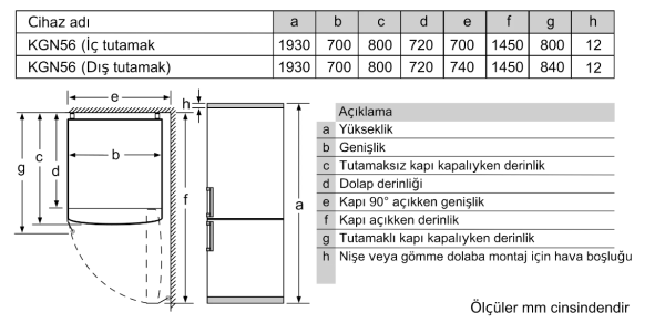 iQ300 Alttan Donduruculu Buzdolabı 193 x 70 cm Kolay temizlenebilir Inox - KG56NXIE0N