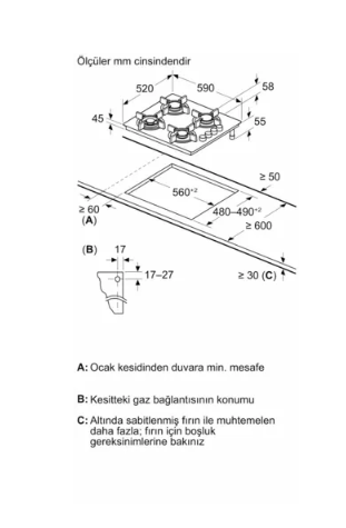 iQ300 Gazlı Ocak 60 cm Sert cam, Beyaz - EO6C2PP30L