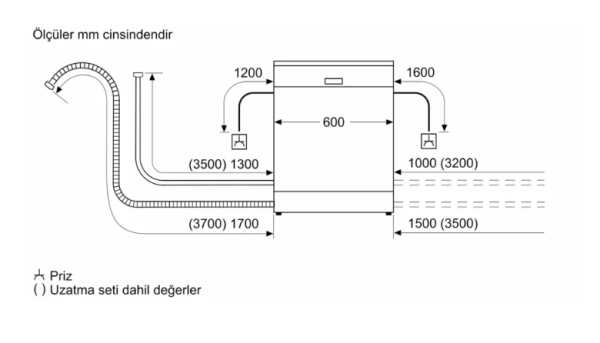iQ100 Solo Bulaşık Makinesi 60 cm Paslanmaz çelik parmak izi tutmaz- SN216I00DT
