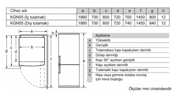 iQ300 Alttan Donduruculu Buzdolabı 186 x 70 cm Beyaz - KG55NVWE0N