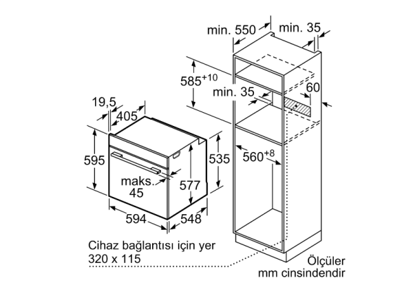 iQ700 Buharlı Ankastre Fırın 60 x 60 cm Siyah - HS736G1B2