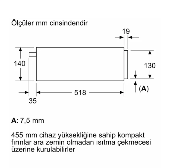 iQ700 Sıcak Tutma Çekmecesi 60 x 14 cm Siyah