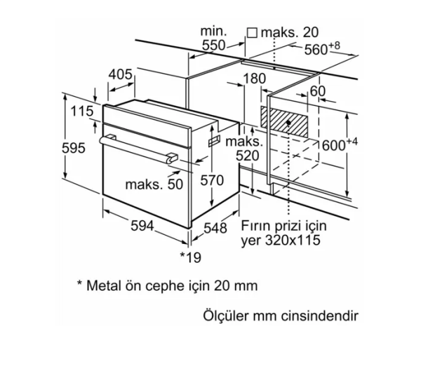 iQ300 Ankastre Fırın 60 x 60 cm Beyaz- HB214FBW1T