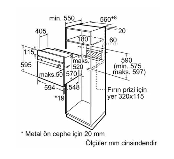 iQ300 Ankastre Fırın 60 x 60 cm Beyaz- HB214FBW1T