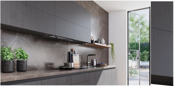 iQ500 Tam entegre davlumbaz 60 cm Siyah Cam, Mat siyah - LJ67BDP60