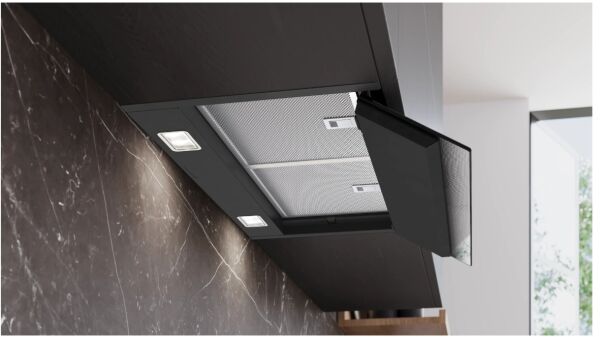 iQ500 Tam entegre davlumbaz 60 cm Siyah Cam, Mat siyah - LJ67BDP60