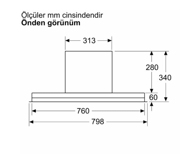 iQ300 Tam entegre davlumbaz 80 cm Cam dekor, Mat siyah - LJ85BCC60