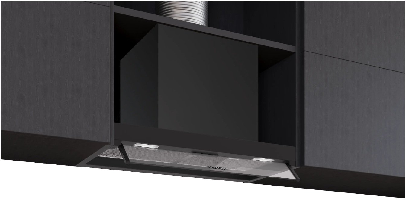 iQ300 Tam entegre davlumbaz 60 cm Cam dekor, Mat siyah - LJ65BCC60