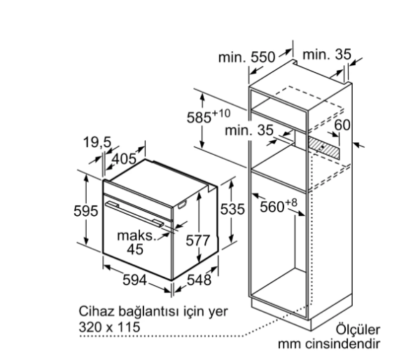 iQ500 Ankastre Fırın 60 x 60 cm Beyaz HJ852GYW0T