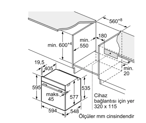 iQ300 Buhar Destekli Ankastre Fırın 60 x 60 cm Beyaz - HU717ABV0T