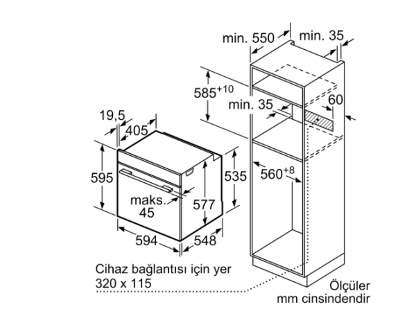 iQ300 Buhar Destekli Ankastre Fırın 60 x 60 cm Beyaz-  HU736AEV0T