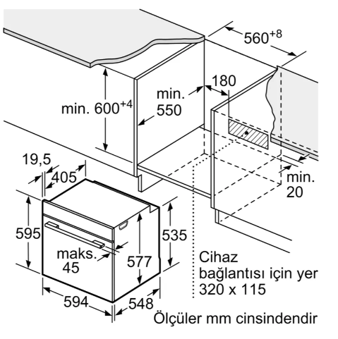 iQ300 Buhar Destekli Ankastre Fırın 60 x 60 cm Beyaz-  HU736AEV0T