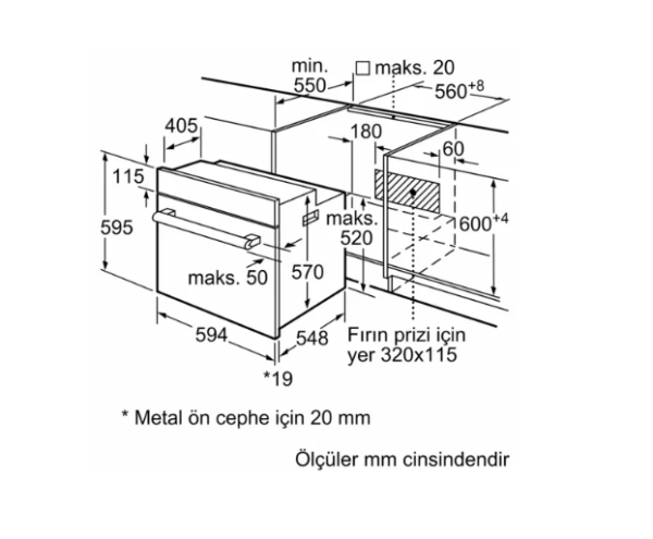 iQ300 Ankastre Fırın 60 x 60 cm Beyaz -HB234FEW3T