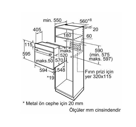 iQ300 Ankastre Fırın 60 x 60 cm Beyaz -HB234FEW3T