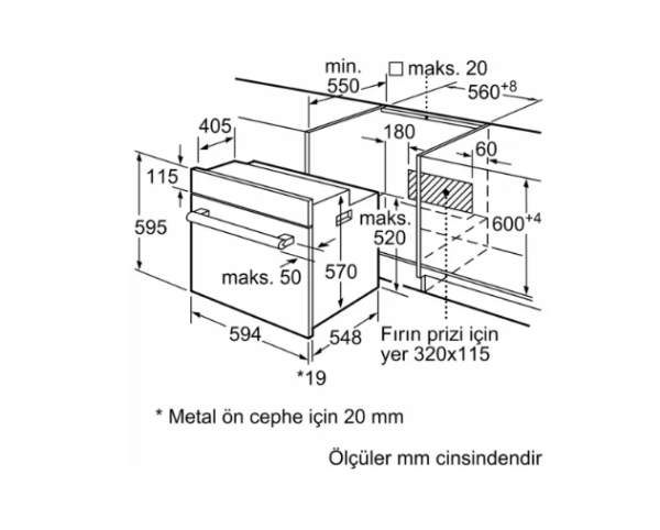iQ500 Ankastre Fırın 60 x 60 cm Siyah- HB557JYS5T
