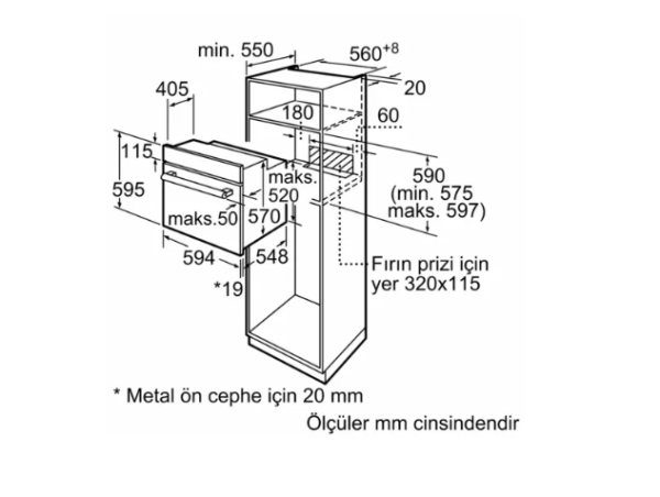 iQ500 Ankastre Fırın 60 x 60 cm Siyah- HB557JYS5T