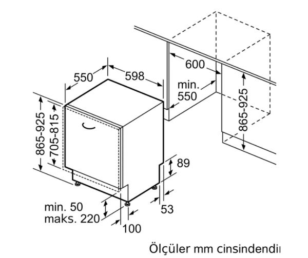 iQ500 Tam Ankastre Bulaşık Makinesi 60 cm , varioHinge -  SX95EX12CE