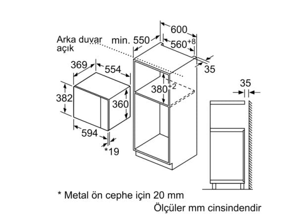 iQ500 Ankastre Mikrodalga, Izgara Fonksiyonlu Siyah-  BE555LMB2
