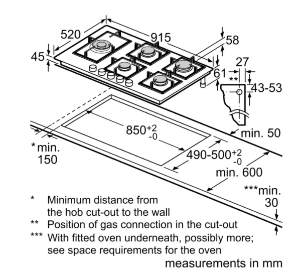 IQ700 Gas hob 90 cm Tempered glass, Black - ER9A6SH40