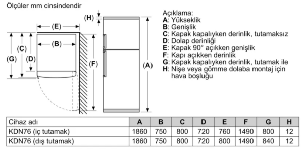 iQ300 Üstten Donduruculu Buzdolabı 186 x 75 cm Beyaz - KD76NXIE1N