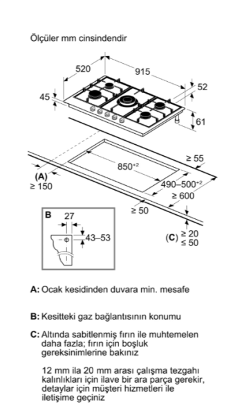 iQ500 Gazlı Ocak 90 cm Paslanmaz çelik - EC9A5RI90